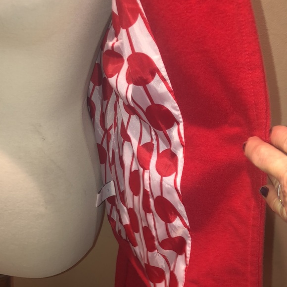 Tulle cute hooded Red Peacoat Jacket with detachable hood - Picture 16 of 17